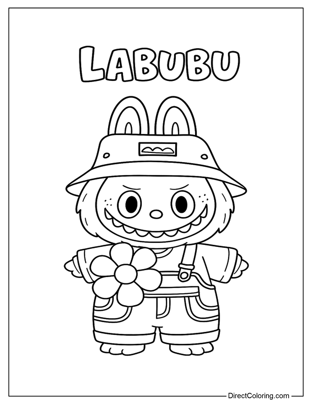 Labubu with Hat Coloring Page